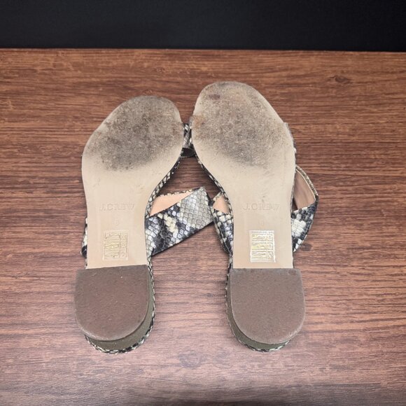 J.Crew Snake Skin Block Heel Sandals Size 8 - Picture 4 of 4